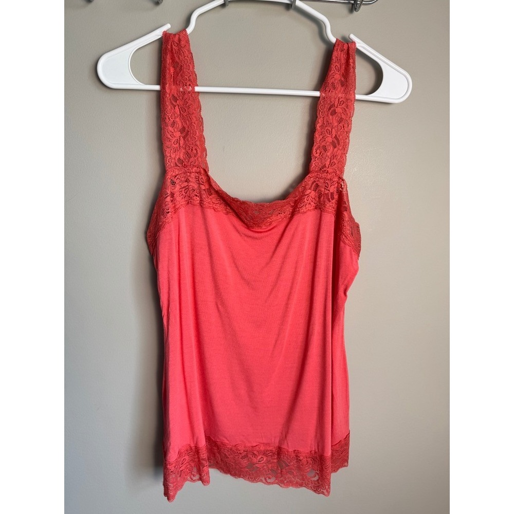 Halogen Lace Trim Cami Womens Large Coral Boho Romantic Festival Chic Layering